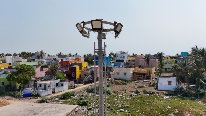 High mast light at beach